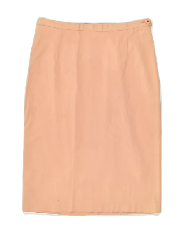 PINKO Womens Straight Skirt UK 10 Small W28  Beige Acetate velvet skirt luxury