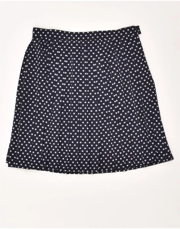 PRISMA Womens Pleated Skirt IT 38 XS W23  Navy Blue Check Polyester velvet skirt rich