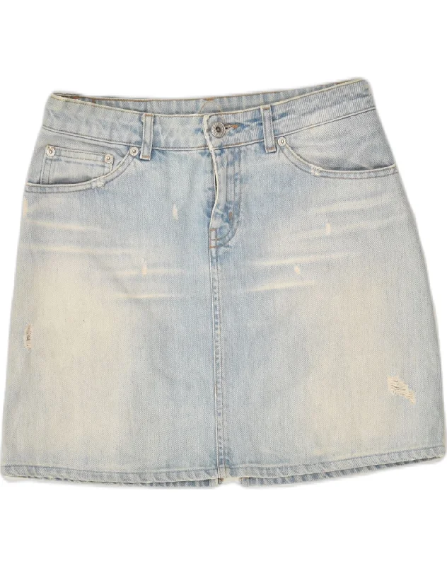 REPLAY Womens Denim Skirt W27 Small Blue Cotton chiffon skirt lightweight