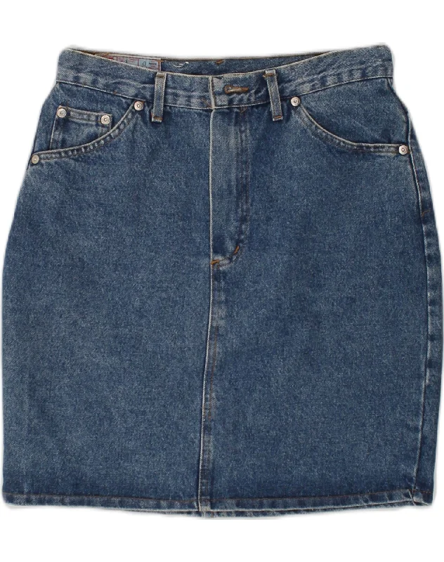 RIFLE Womens Denim Skirt W28 Medium Blue Cotton leather skirt modern