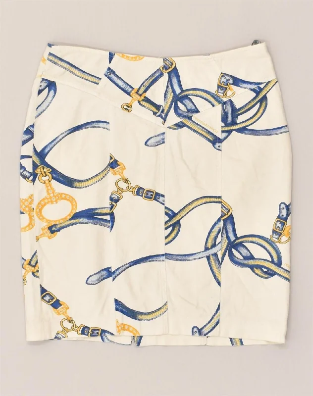 ROCCOBAROCCO Womens Graphic Pencil Skirt W28 Medium White linen skirt relaxed