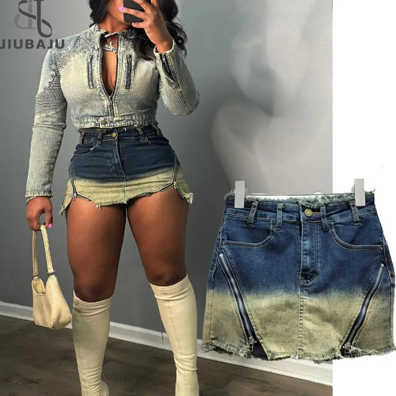 Sexy Denim High Waist Skirts Summer Streetwear Fashion Women Mini Bodycon Skirt With Zipper silk skirt lustrous Sexy Denim High Waist Skirts Summer Streetwear Fashion Women Mini Bodycon Skirt With Zipper silk skirt lustrous