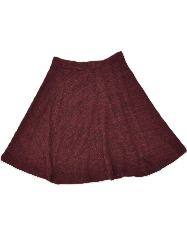 SUPERDRY Womens A-Line Skirt W24 XS Burgundy Polyester wool skirt breathable