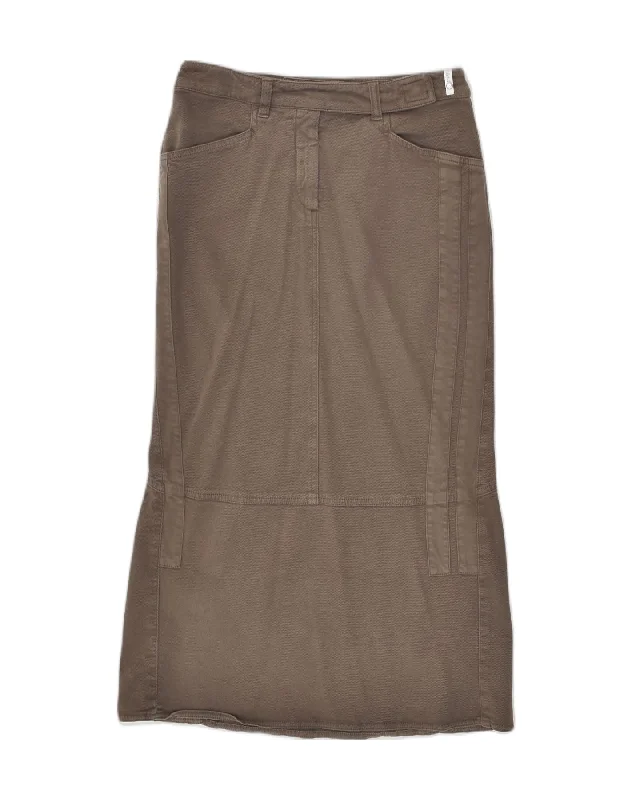 TRUSSARDI Womens Maxi Denim Skirt EU 40 Medium W28 Grey Cotton ruffled skirt detail