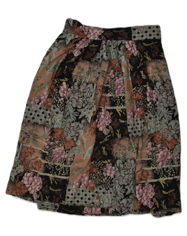 VINTAGE Womens A-Line Skirt UK 14 Large W34 Multicoloured Floral Viscose lace skirt romantic