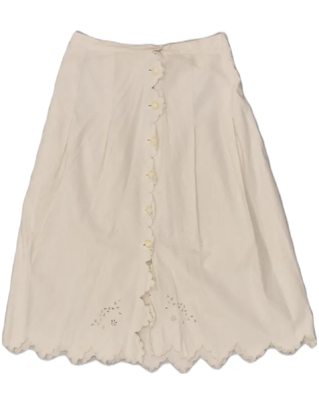 VINTAGE Womens A-Line Skirt W28 Medium White silk skirt sleek