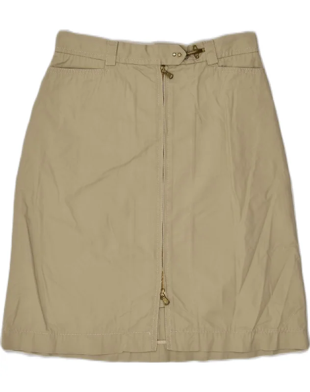 VINTAGE Womens A-Line Skirt W29 Medium  Khaki Cotton ruffled skirt detail