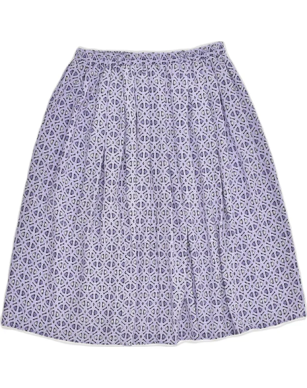 VINTAGE Womens Crazy Pattern A-Line Skirt UK 22 3XL W32 Purple Polyester lace skirt romantic VINTAGE Womens Crazy Pattern A-Line Skirt UK 22 3XL W32 Purple Polyester lace skirt romantic