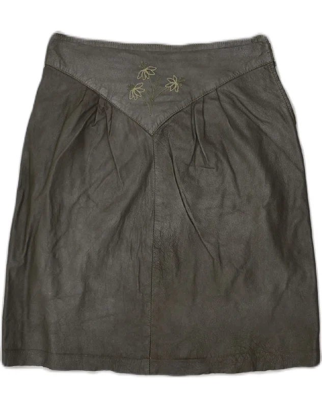 VINTAGE Womens Faux Leather A-Line Skirt W28 Medium  Grey Acrylic cotton skirt soft