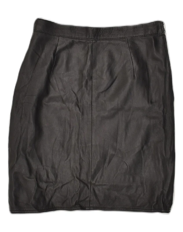 VINTAGE Womens Leather Skirt W25 Small Black Leather low waist skirt