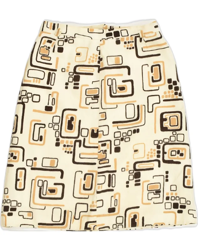 VINTAGE Womens Midi Skirt IT 42 Medium W28 Beige Geometric New Wool high waist skirt VINTAGE Womens Midi Skirt IT 42 Medium W28 Beige Geometric New Wool high waist skirt