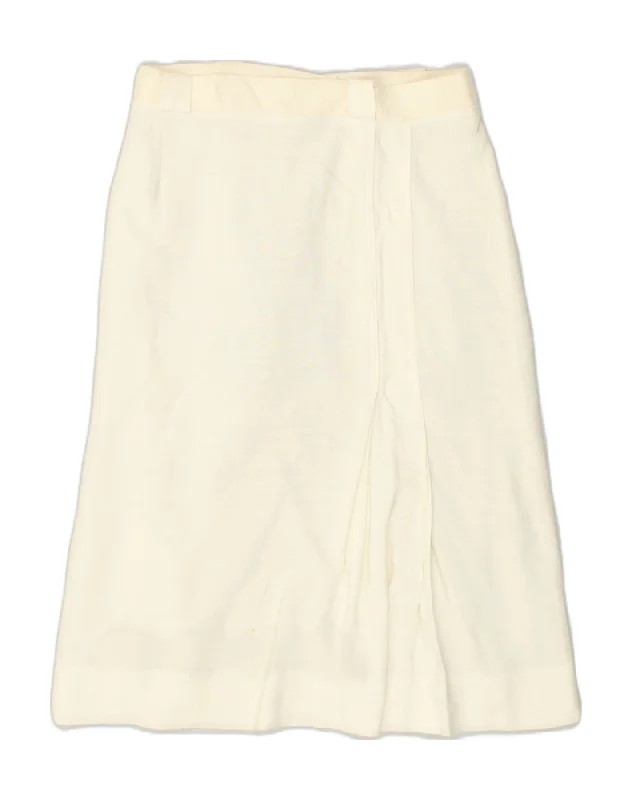 VINTAGE Womens Midi Skirt IT 46 Large W28 White Linen cashmere skirt soft
