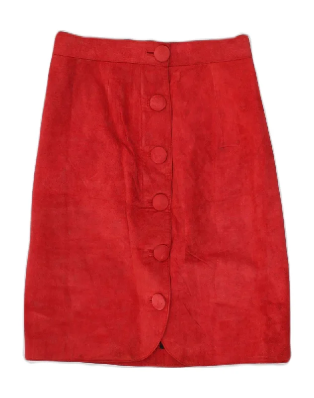 VINTAGE Womens Midi Skirt W26 Small Red chiffon skirt airy