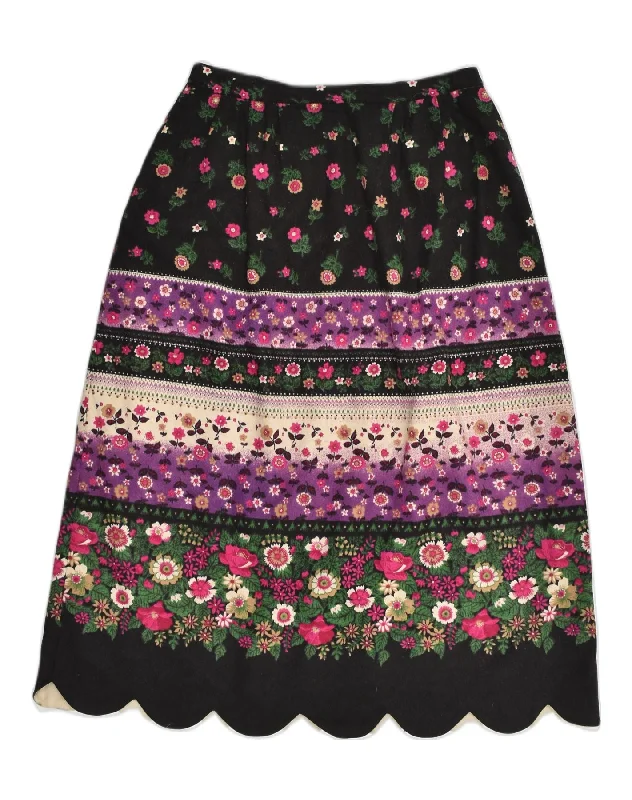 VINTAGE Womens Midi Skirt W28 Small  Multicoloured Floral pencil skirt chic