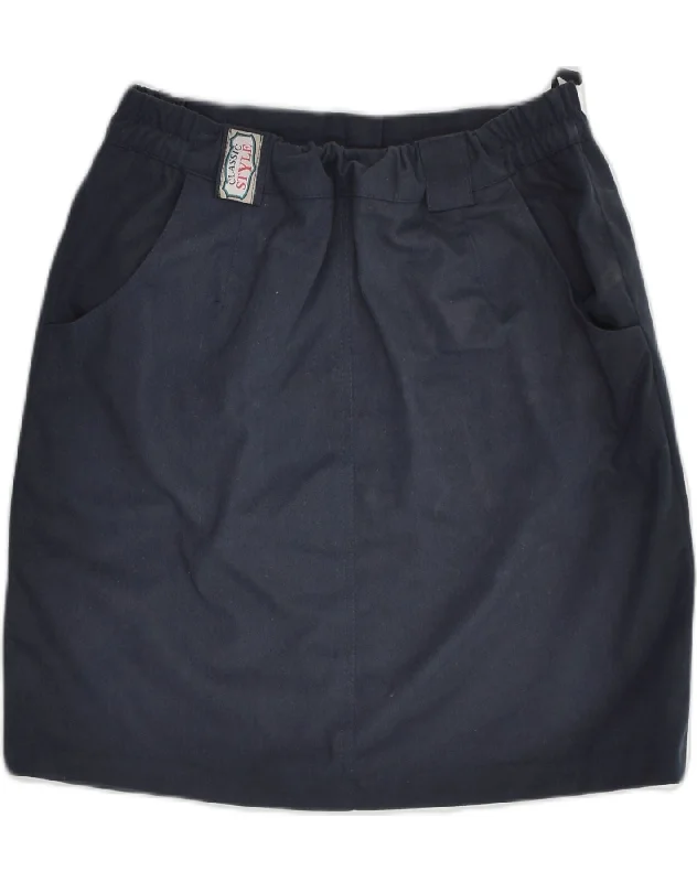 VINTAGE Womens Mini Skirt EU 40 Medium W30  Navy Blue Cotton silk skirt sleek