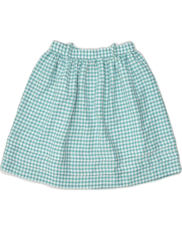 VINTAGE Womens Mini Skirt W25 XS Turquoise Houndstooth silk skirt lustrous