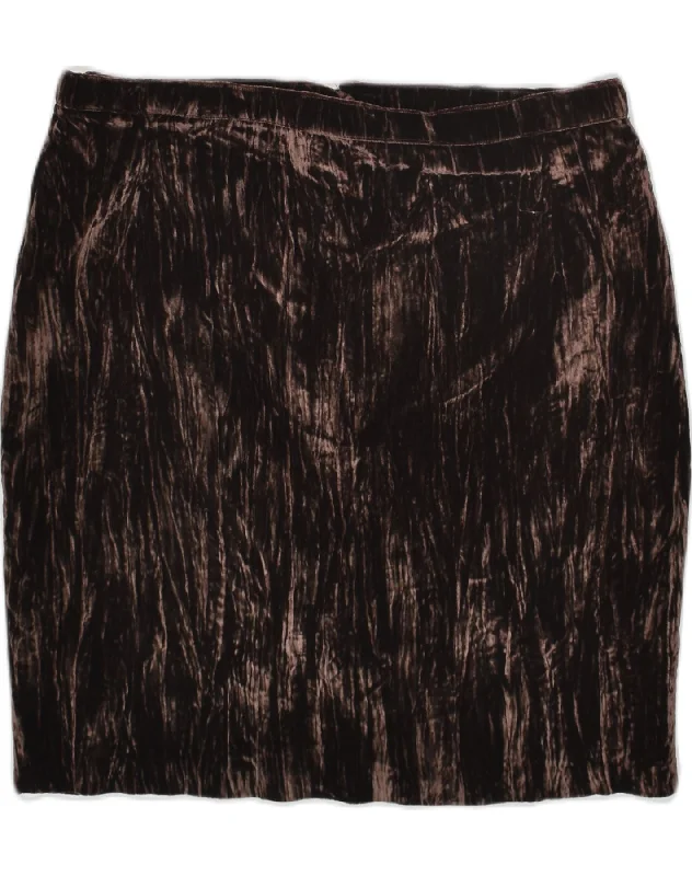 VINTAGE Womens Mini Skirt W34 Large Brown velvet skirt plush