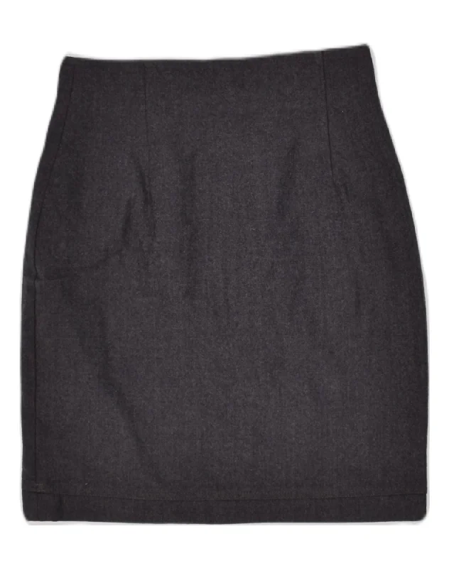 VINTAGE Womens Pencil Skirt IT 42 Medium W26 Grey New Wool velvet skirt sumptuous