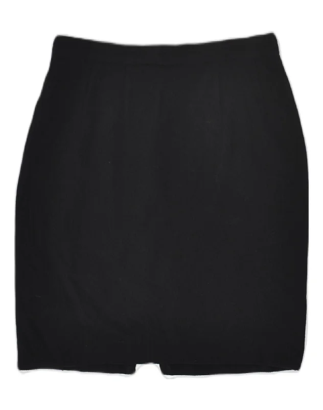 VINTAGE Womens Pencil Skirt IT 42 Medium W28 Black Wool modal blend skirt