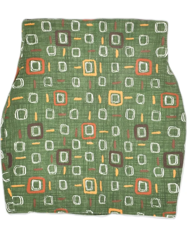 VINTAGE Womens Pencil Skirt IT 42 Medium W30 Green Geometric Viscose corduroy skirt durable VINTAGE Womens Pencil Skirt IT 42 Medium W30 Green Geometric Viscose corduroy skirt durable