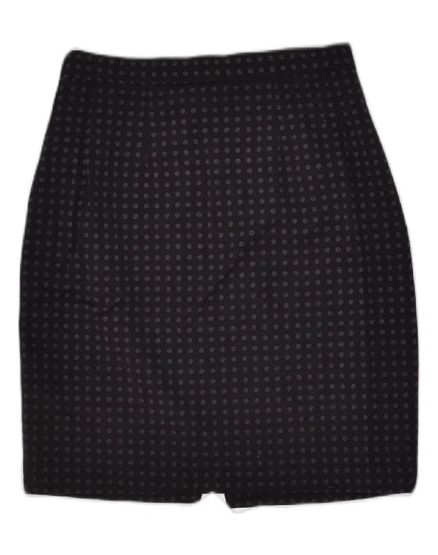 VINTAGE Womens Pencil Skirt IT 44 Medium W26 Black Check Wool linen skirt light