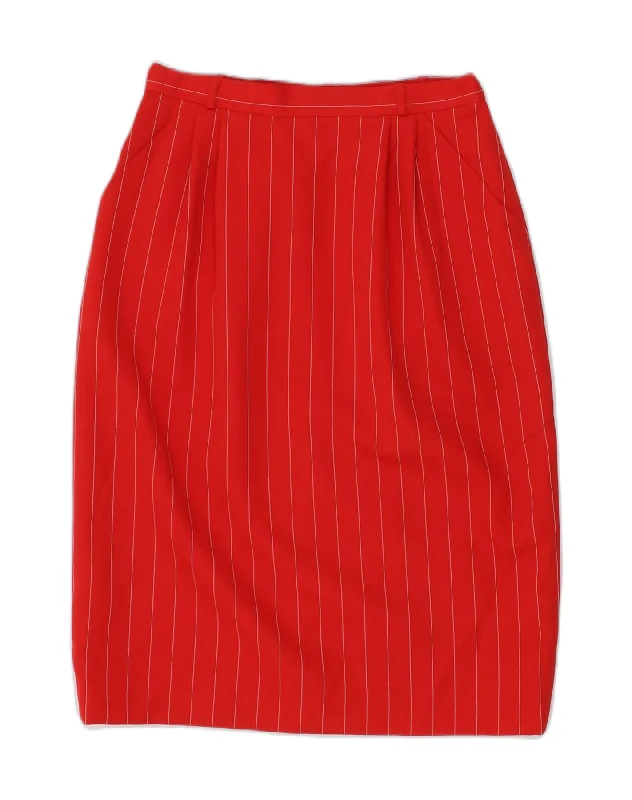 VINTAGE Womens Pencil Skirt W26 Small  Red Pinstripe leather skirt refined
