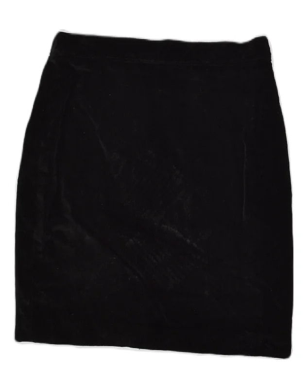 VINTAGE Womens Pencil Skirt W28 Medium Black belted skirt waist