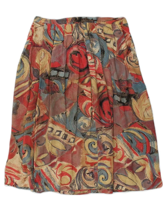 VINTAGE Womens Pleated A-Line Skirt IT 42 Medium W28 Brown Floral Viscose belted skirt waist VINTAGE Womens Pleated A-Line Skirt IT 42 Medium W28 Brown Floral Viscose belted skirt waist