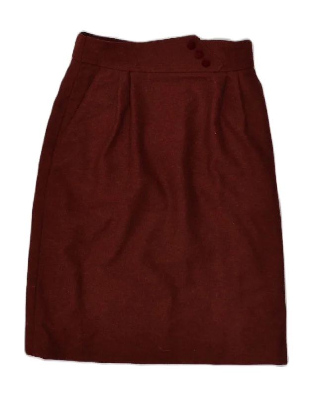 VINTAGE Womens Straight Skirt EU 40 Medium W28 Maroon leather skirt durable
