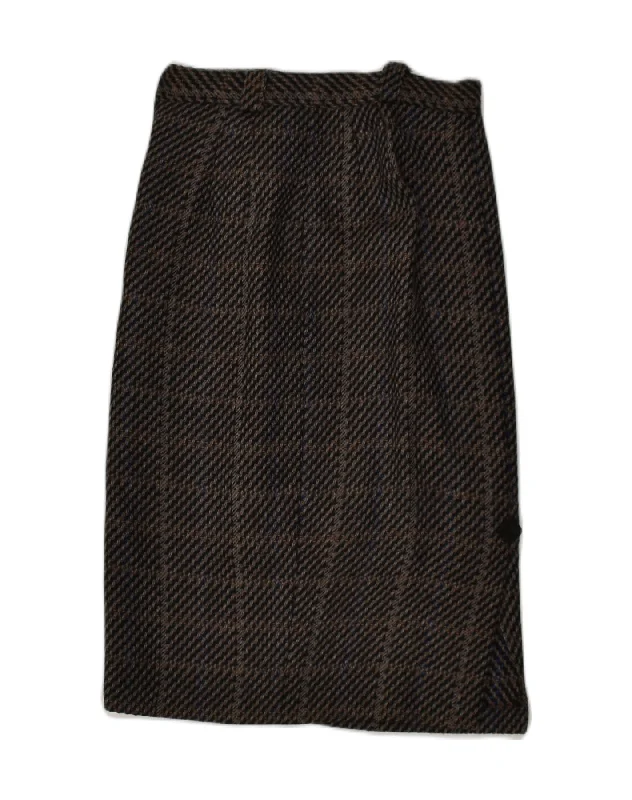 VINTAGE Womens Straight Skirt IT 44 Medium W28 Grey Houndstooth wool skirt warm