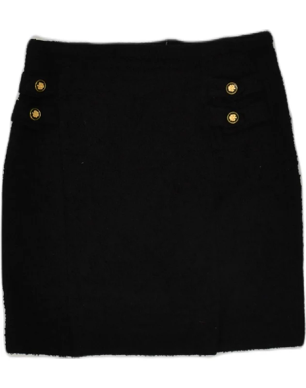 VINTAGE Womens Straight Skirt IT 44 Medium W30  Black silk skirt lustrous