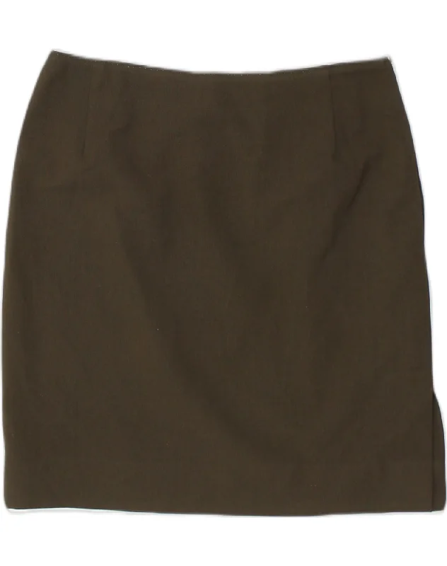 VINTAGE Womens Straight Skirt IT 46 Large W30 Brown Polyester denim skirt classic