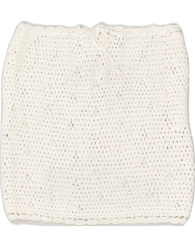 VINTAGE Womens Straight Skirt Large W32 White Cotton tulle skirt dreamy