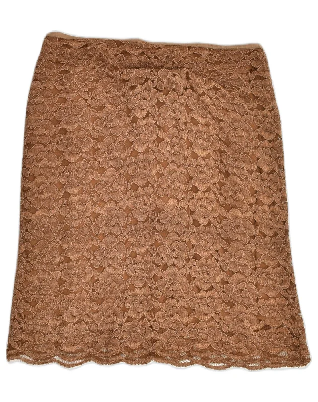 VINTAGE Womens Straight Skirt W22 2XS  Brown Viscose wrap skirt elegant