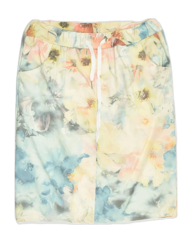 VINTAGE Womens Straight Skirt W28 Medium  Yellow Floral lightweight skirt design