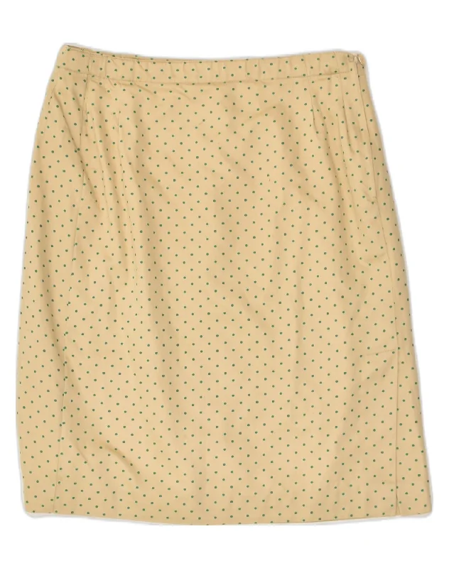 VINTAGE Womens Straight Skirt W30 Medium  Beige Polka Dot chiffon skirt flowing