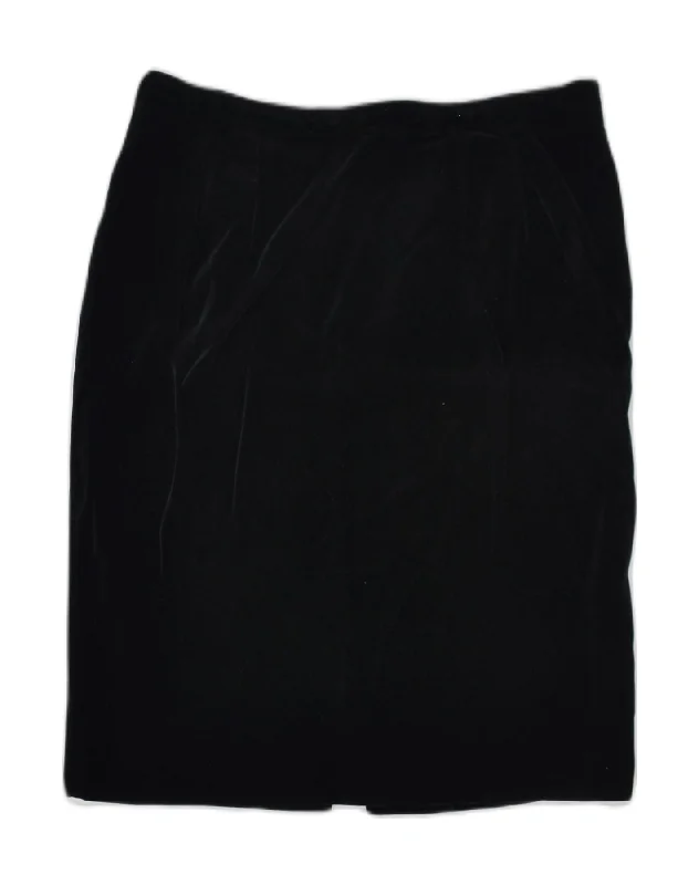 VINTAGE Womens Straight Skirt W30 Medium Black high slit skirt