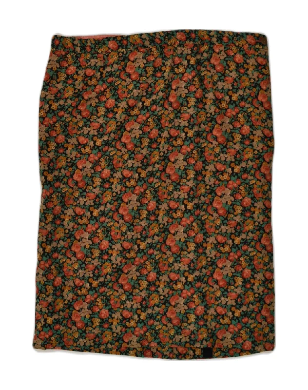 VINTAGE Womens Straight Skirt W32 Large  Brown Floral tiered skirt playful