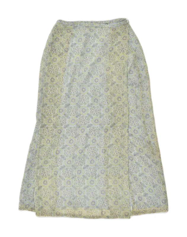VINTAGE Womens Wrap Skirt IT 42 Medium W28  Blue Floral linen skirt light