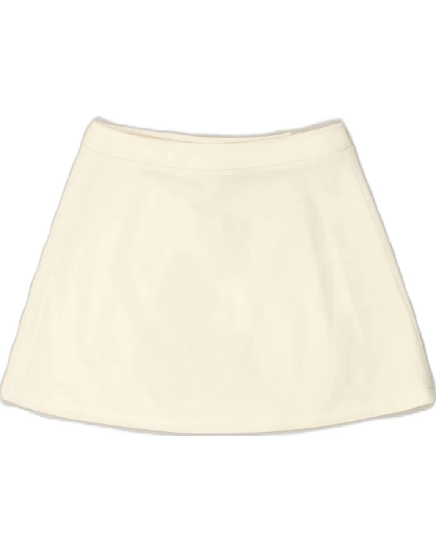 VINTAGE Womens Wrap Skirt W28 Medium White Polyester linen skirt natural