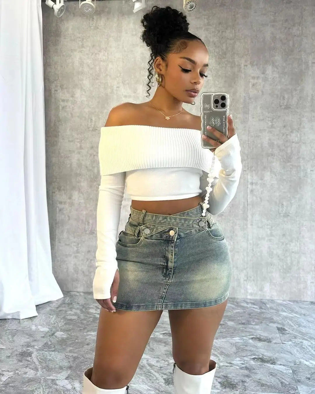 Cargo Skirt Fashion Denim Skirt a-line skirt cut