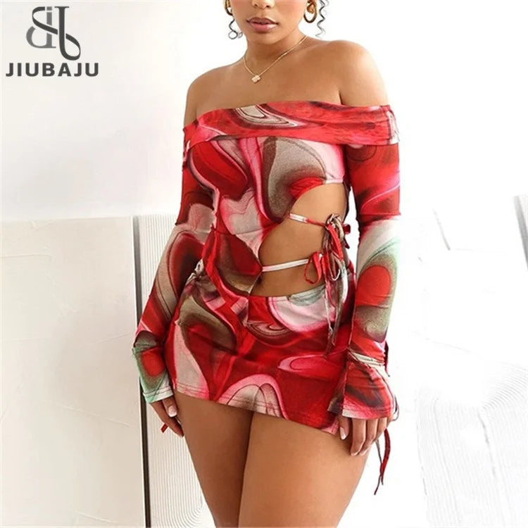 Women 2piece Set Side Bandage Irregular Off Shoulder Tops+Skirts Matching Hipster Outfits wool skirt warm Women 2piece Set Side Bandage Irregular Off Shoulder Tops+Skirts Matching Hipster Outfits wool skirt warm