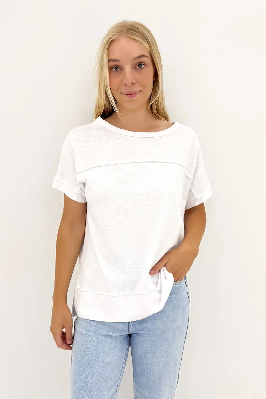 Allison Tee White Zippered Buttoned Snapped