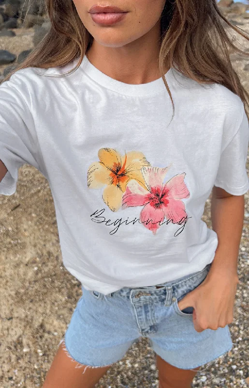 Aloha White Floral Printed Shirt Chic Embellished Short Sleeve