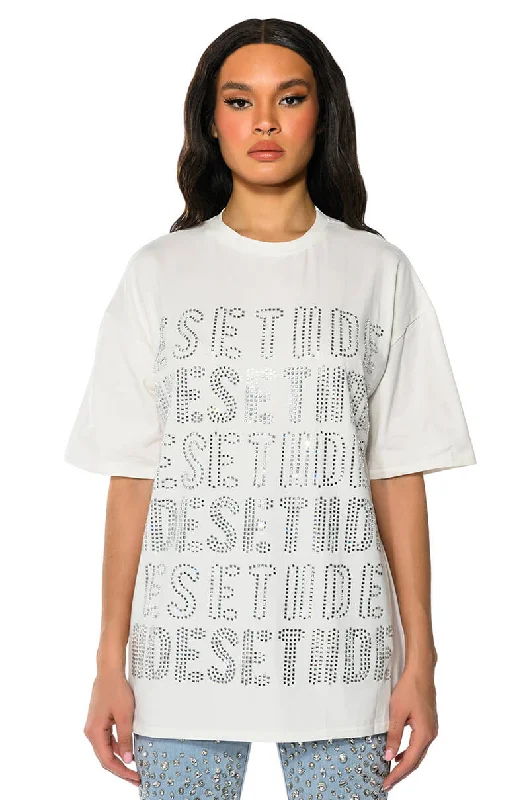 ALPHABET CITY OVERSIZED GRAPHIC TSHIRT Cozy Knit Short Sleeve Top