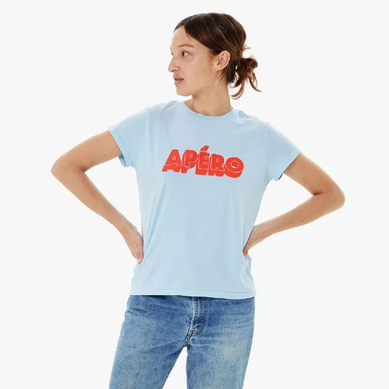 "Apero" Classic Tee (Light Blue) Satin Blend Silk Blend Wool Blend