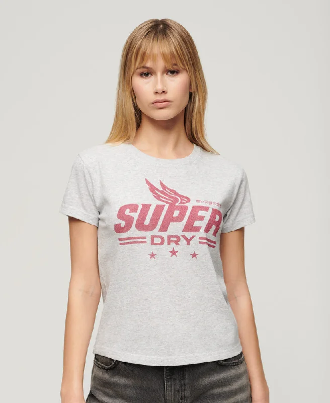 Archive Kiss Print Fitted Tee | Flake Grey Marle Knit Fabric Woven Fabric Fleece Fabric