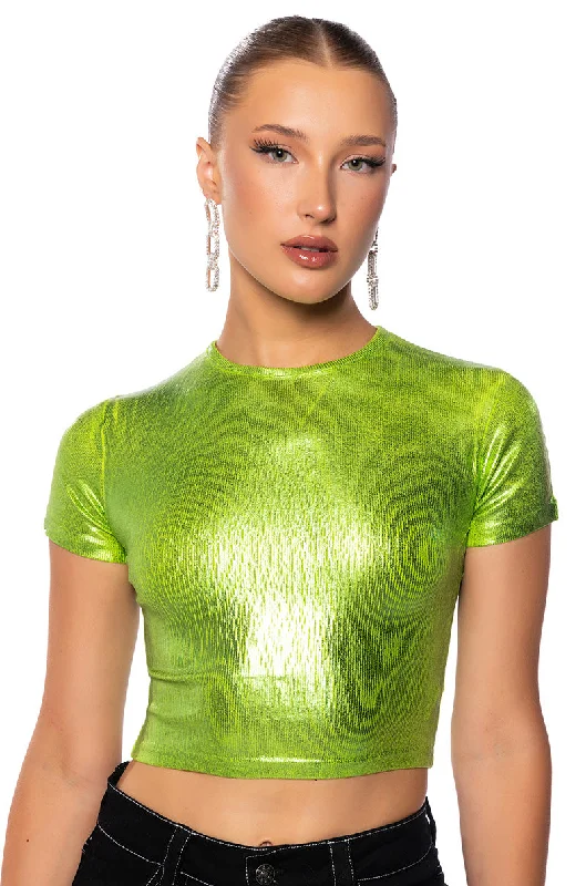 ARIES METALLIC RIB SHORT SLEEVE T SHIRT Classic Basic Short Shirt