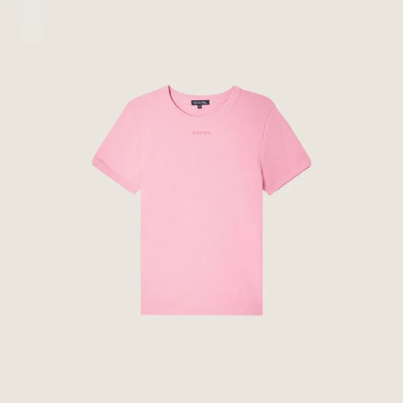 Aristide Tee-Shirt (Pink) Elegant Off-Shoulder Short Shirt