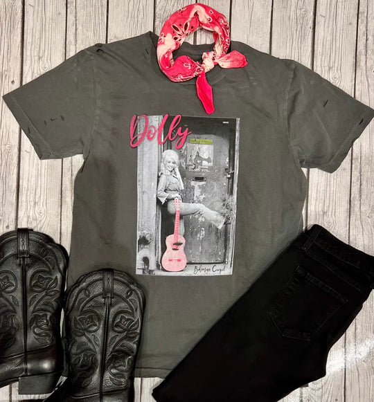 Bohemian Cowgirl "Dolly Greenhouse Poster" Tee Welt Pockets Slit Pockets Flap Pockets